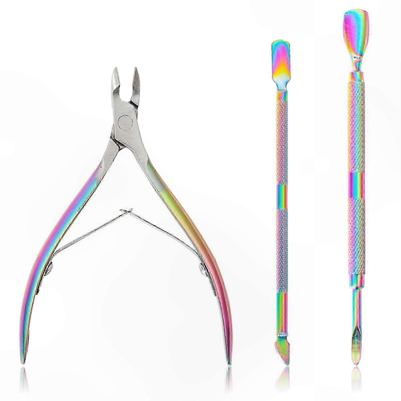 Cuticle Remover Set 3 Pack Cuticle Trimmer Cuticle Nippers Cuticle Pusher Cuticle Cutter Tools for Fingernails Toenails