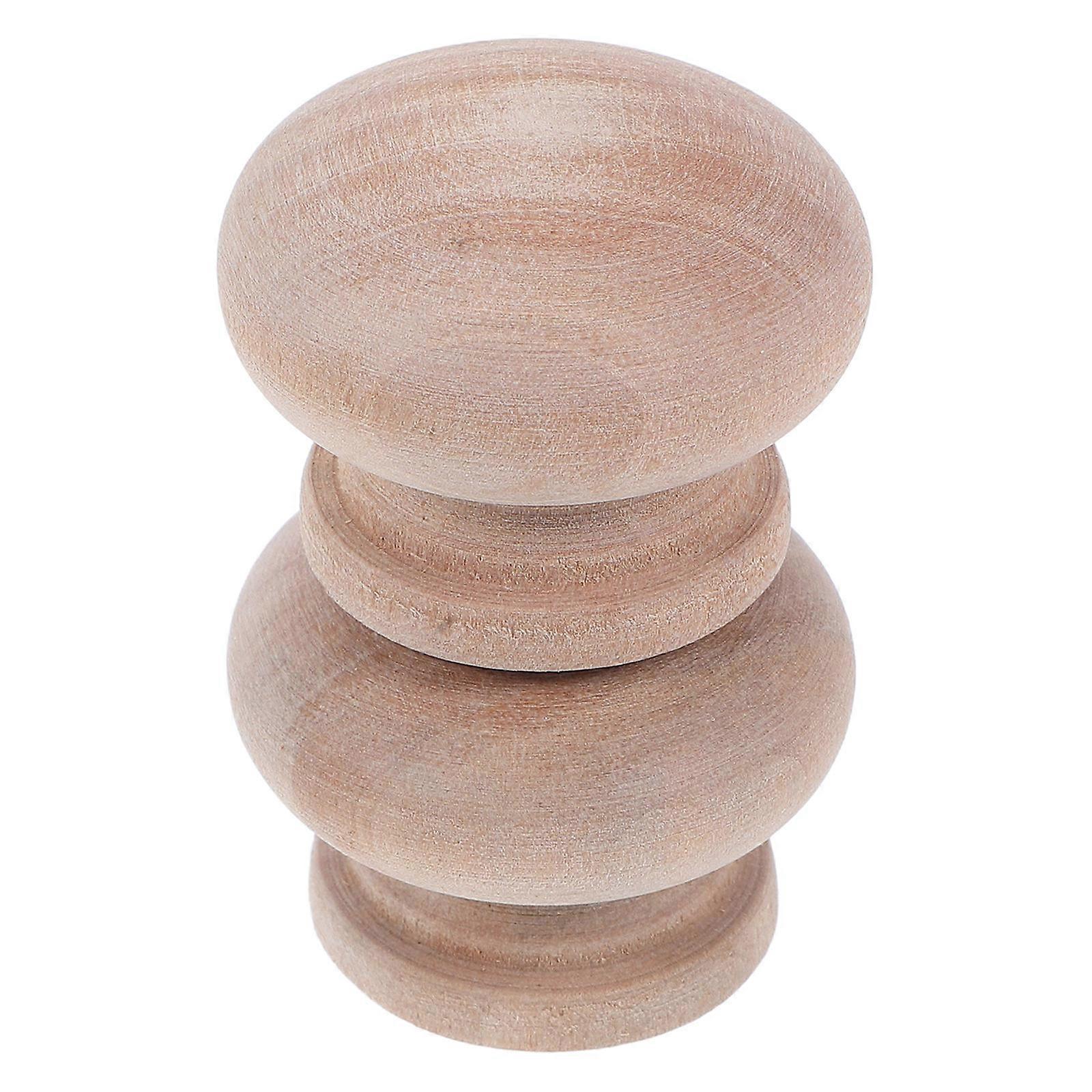 Khaki Wood Mushroom Shape Drawer Pulls Single Hole Design for Home Decor 2 Pieces