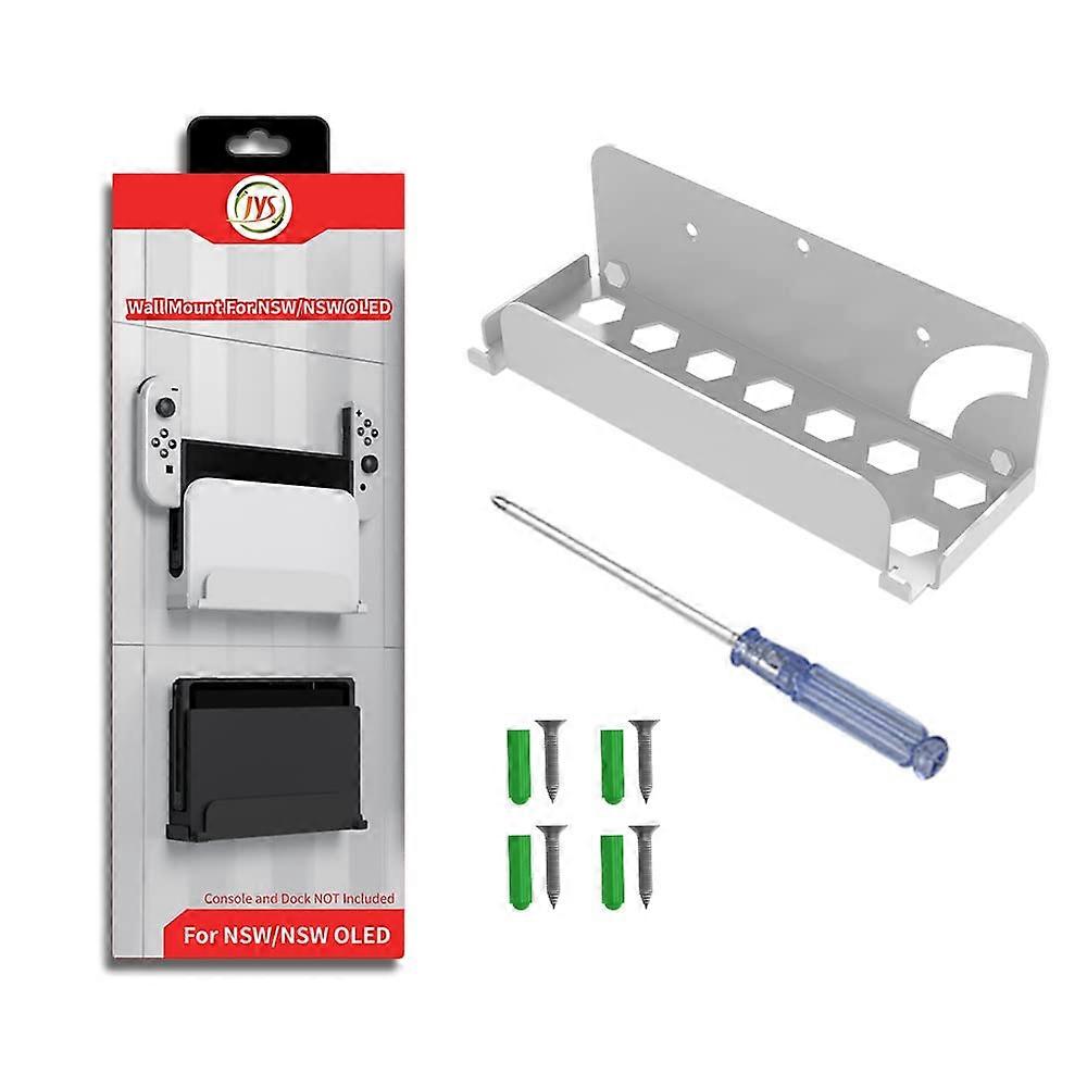 Wall Mount Controller Stand Holder Console Hanging Dock Wall Mount for Switch / for Switch OLED, Space Saving (White)