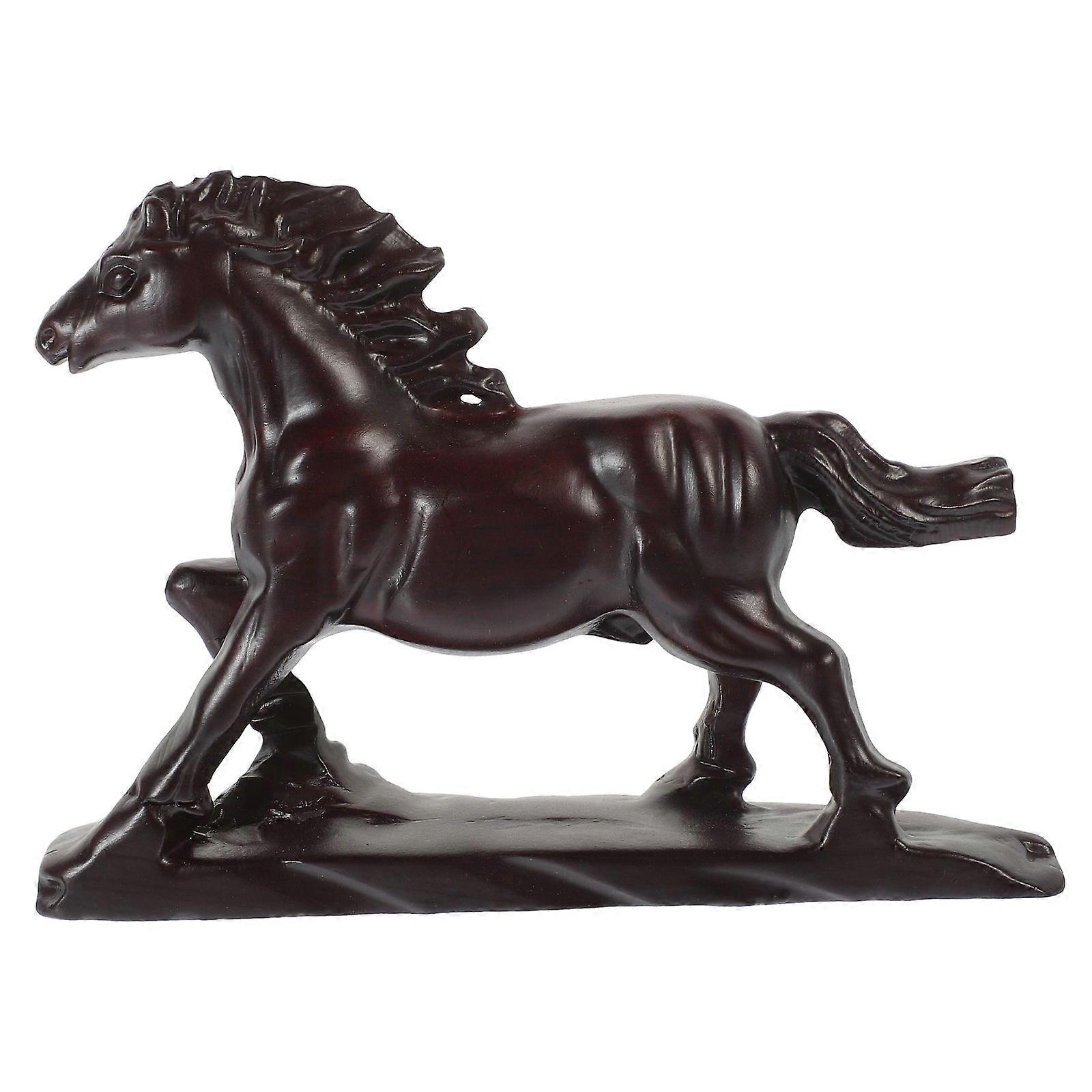 Brown Synthetic Horse Statue for Decoration Use with Craftsmanship and Smooth Surface 7.5 Inches