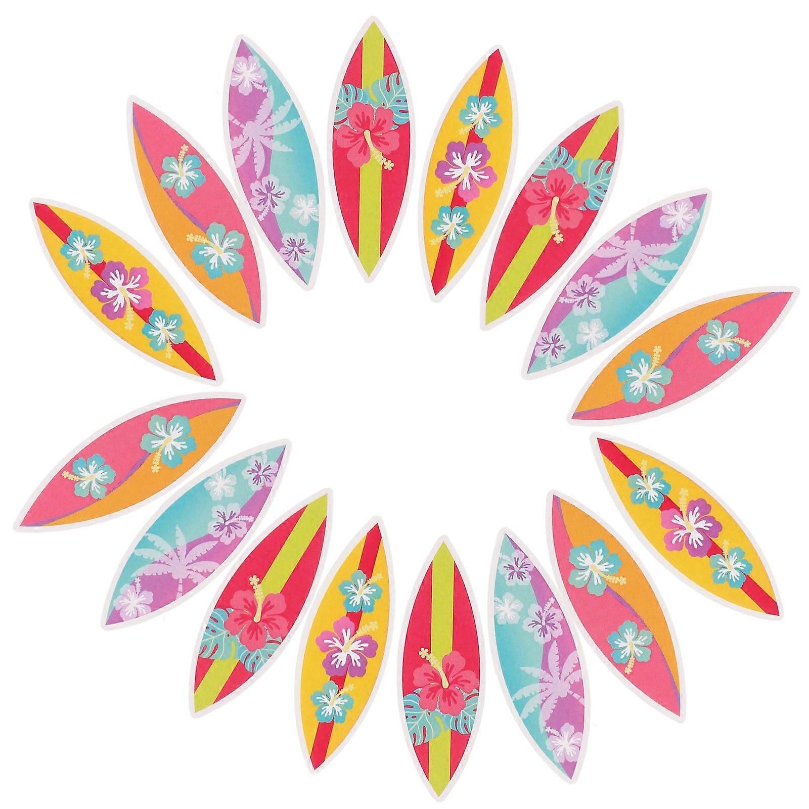16pcs Beach Cupcake Toppers Surfboard Cake Picks for Pool Party