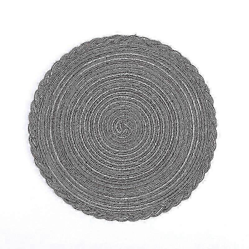 北欧織りラウンド滑り止めコースタープレースマット - ダイニング&ホームデコレーション用ダークグレーの断熱マグマット18cm