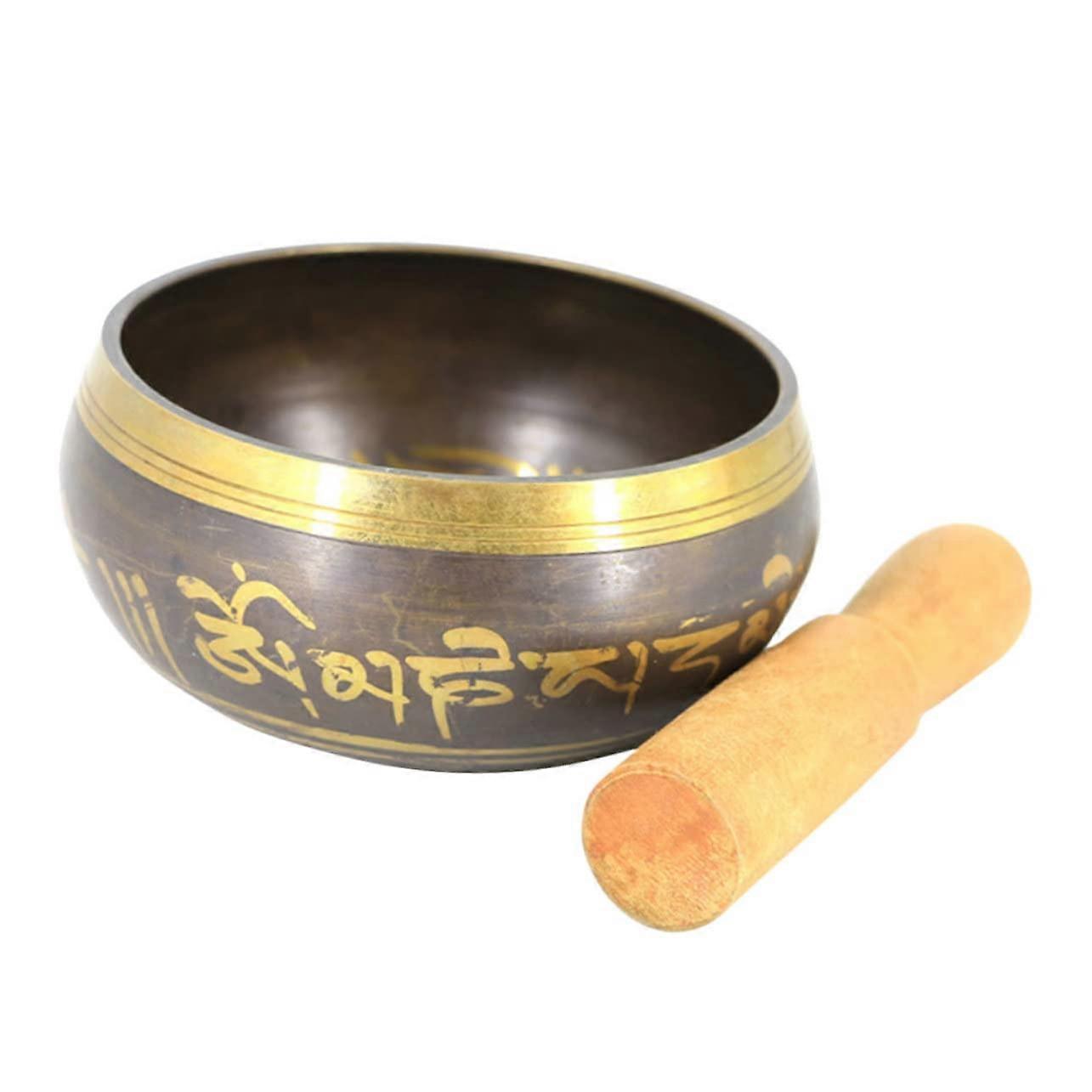 Tibetan Singing Bowl Set in Copper with Wooden Mallets, 5.5 Inch Diameter, Handmade Design for Meditation and Yoga