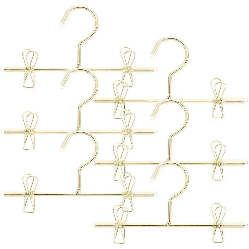 6pcs Mini Metal Doll Clothes Hangers, Gold Pants Clips for Doll Wardrobe Organization & Display, BJD Storage Accessories