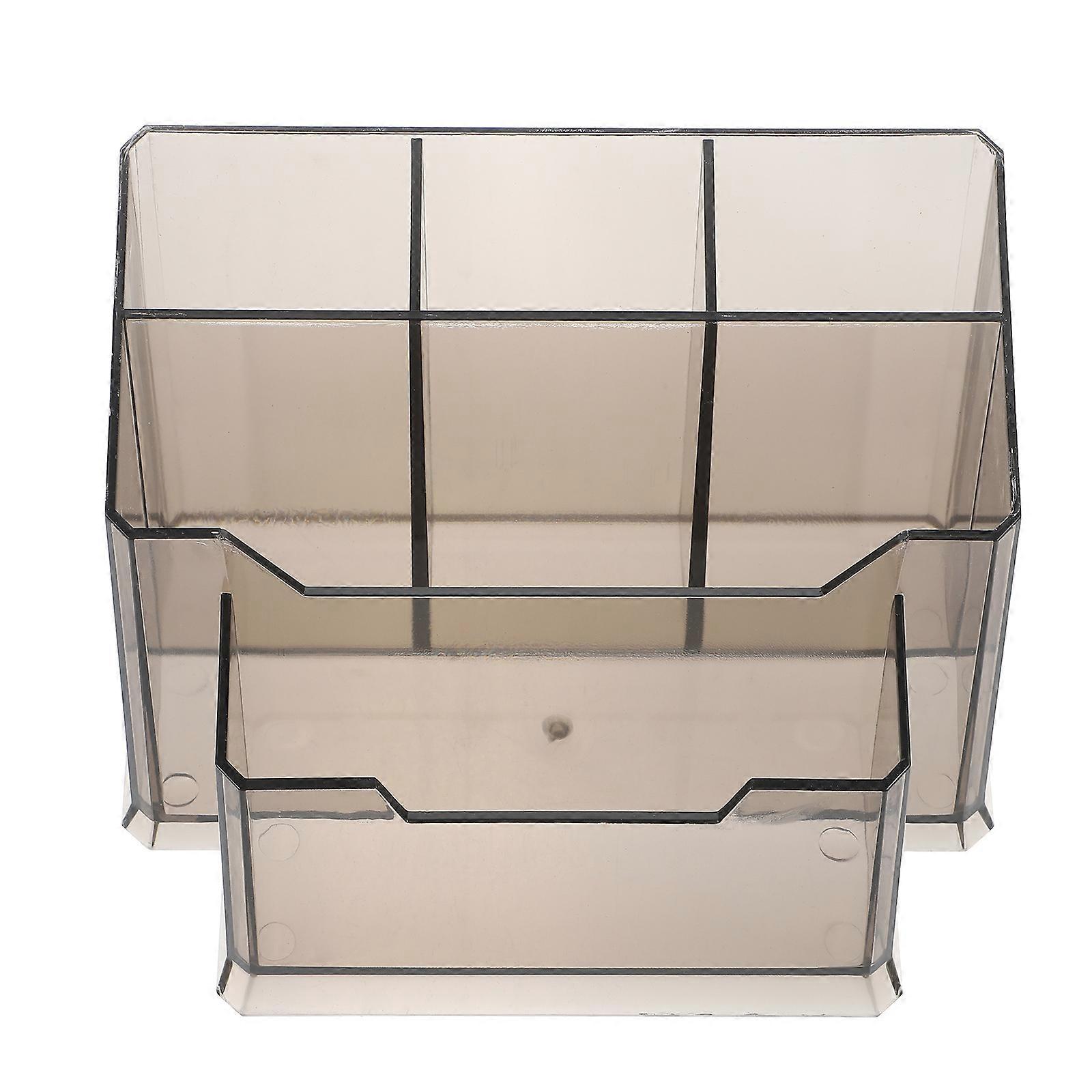 Transparent Pigment Storage Holder For Desktop Organizer In Coffee Color With Simple Design For Makeup Organization 1Pcs