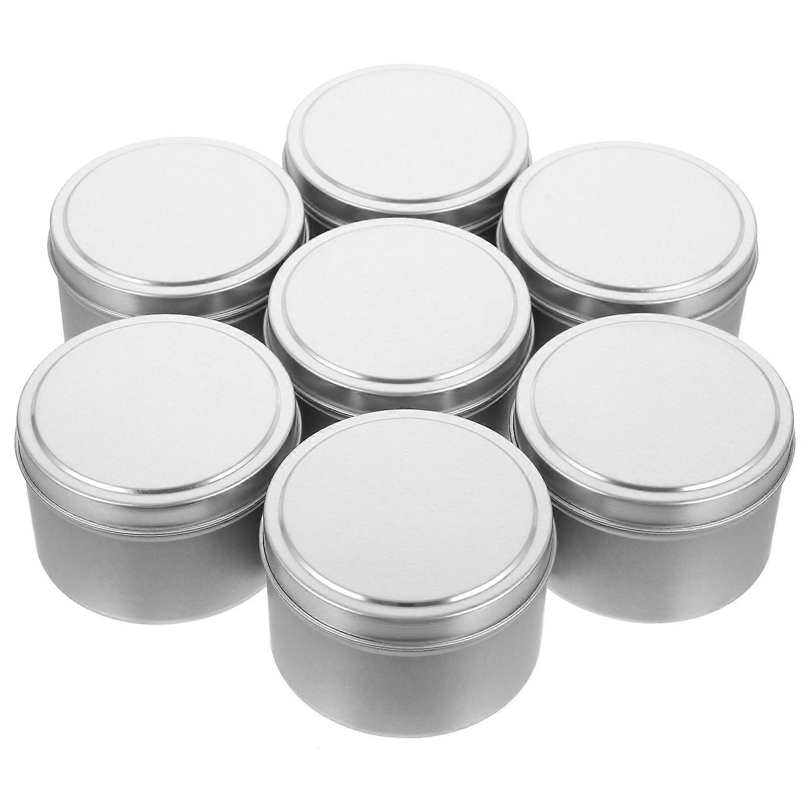 9Pcs Silver Storage Tin Jars For Crafts Making And Gift Packaging In Round Shape With Lightweight Design
