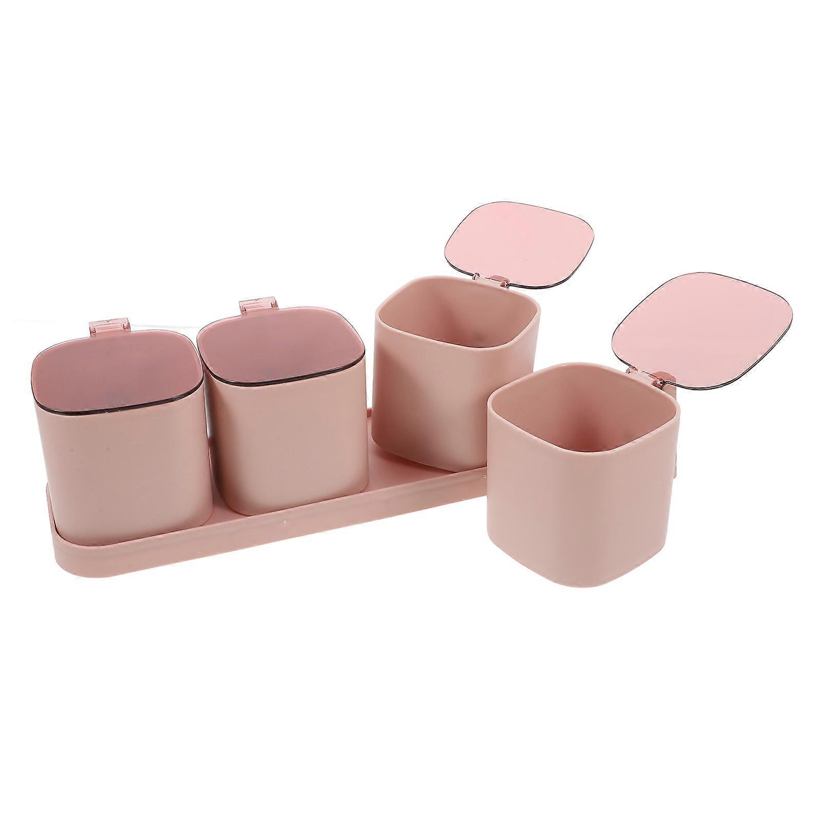 Multipurpose Seasoning Box Set Household Users Kitchen Cooking Containers Pink Square Design 31.5X8.5CM Classified Storage 1 Set