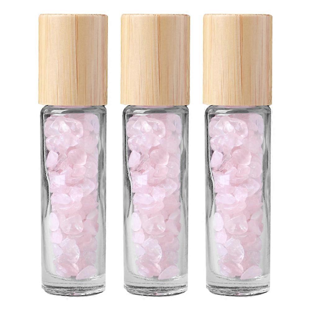 Cosmetic Design Essential Oil Roller Bottles 3Pcs Glass Storage Holder Pink 8.7x2cm For Daily Use Travel Gifting