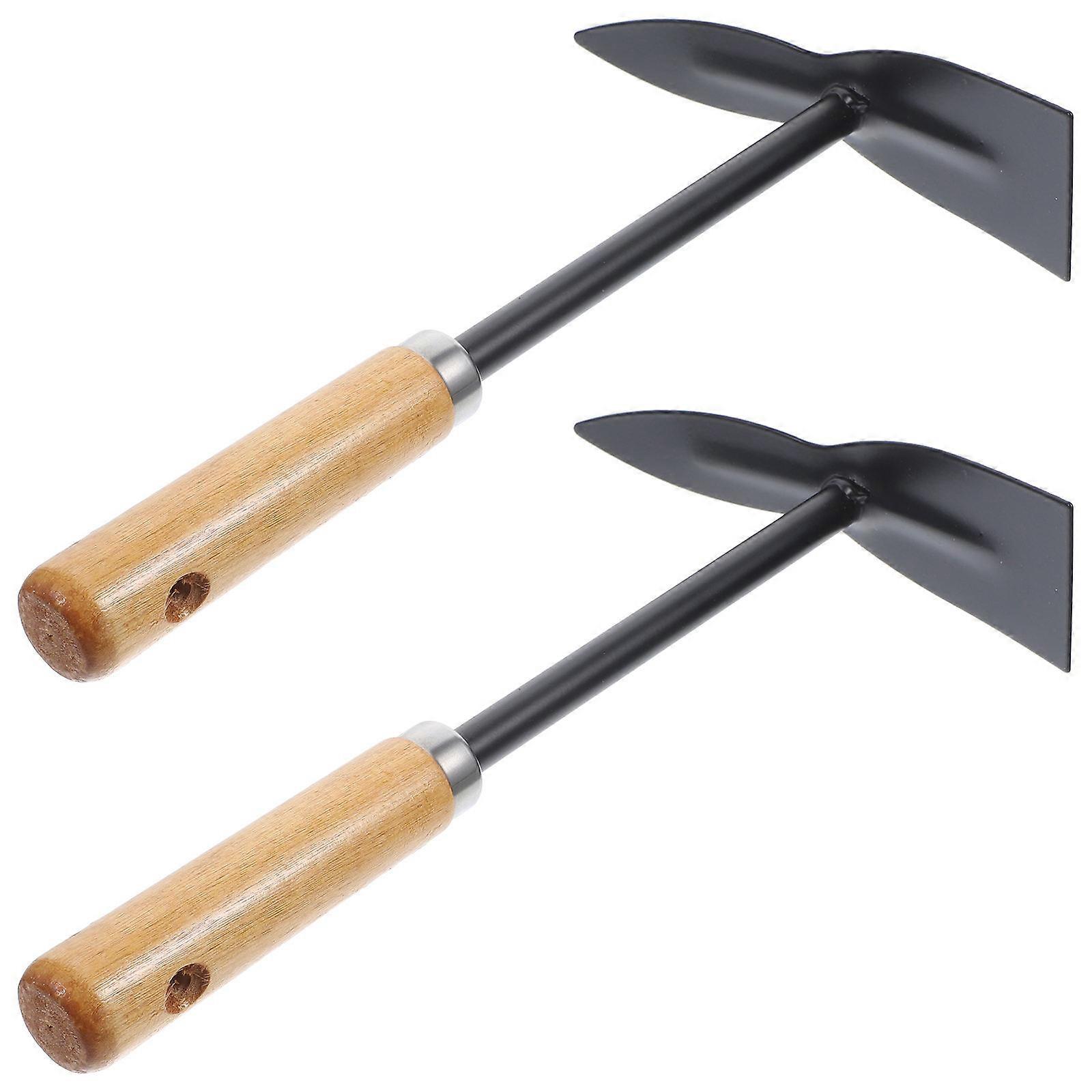 Garden Trowel with Ergonomic Handle for Digging and Planting Iron and Wood 2 Pieces