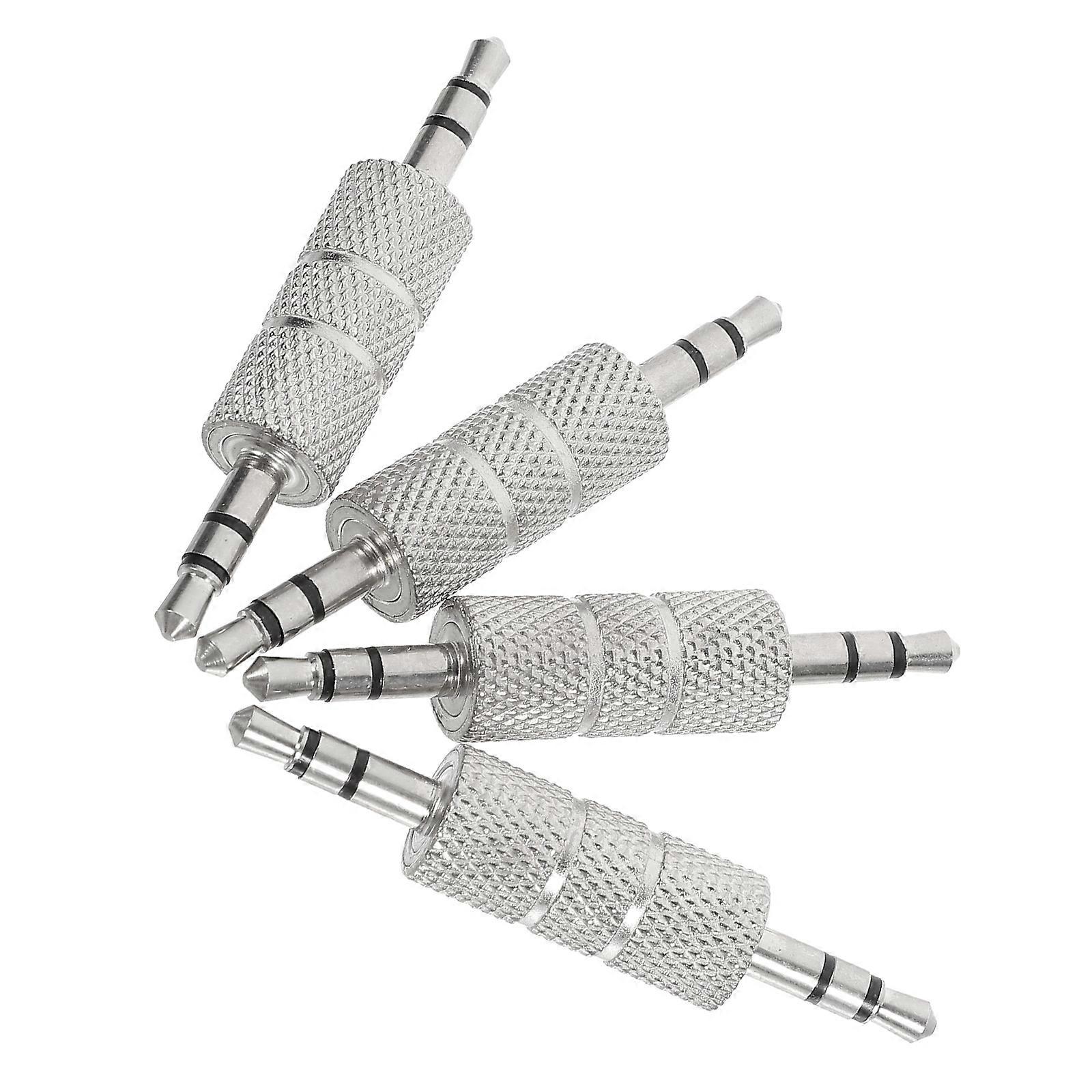 4 Pack Male to Male AUX Audio Adapter, Durable Metal Extender for Sound Transmission, Mic and Headphone Connector for Instruments and Mixers