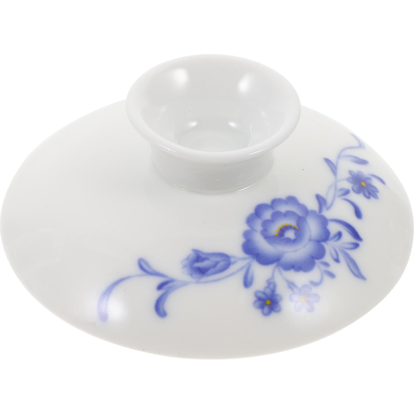 Ceramic Teacup Lid Replacement Cover with Floral Design for Teaware – Prevents Spills, Keeps Tea Clean, Ideal for Home & Office Use