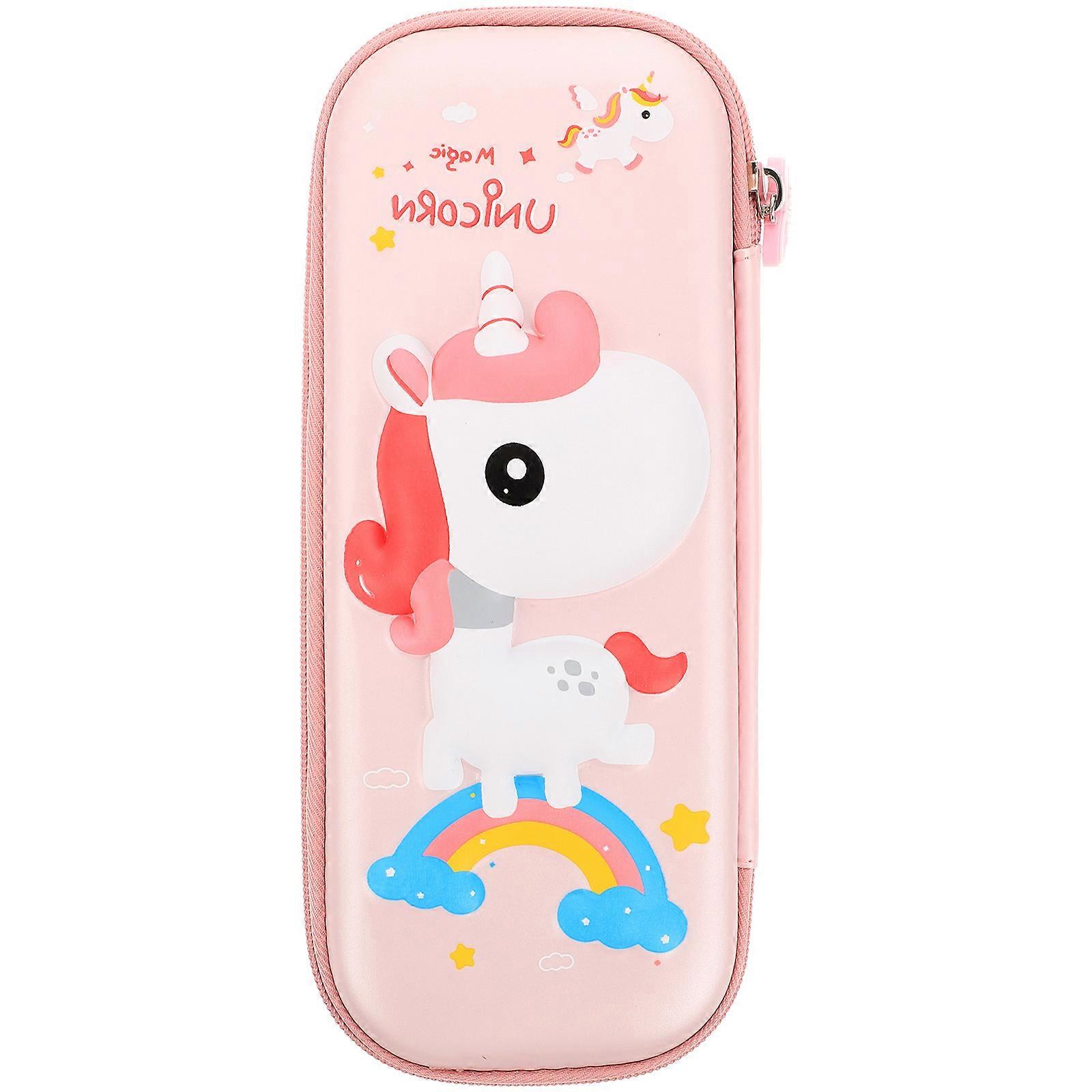 Cute Pencil Case For Kids With Large Capacity For School Use In Pink EVA Polyester Material 1Set