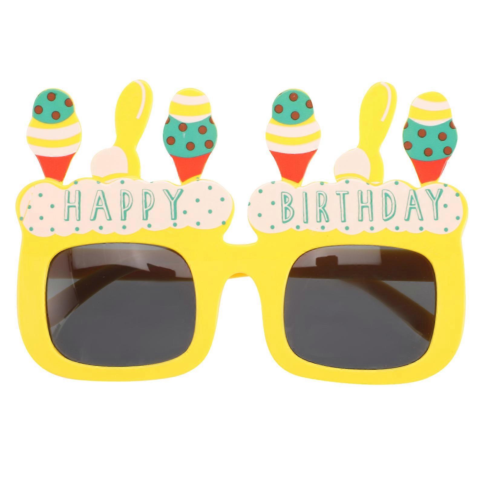 Funny Party Eyeglasses 2 Pcs Round Glasses For Birthday Celebration Yellow Design Photo Props