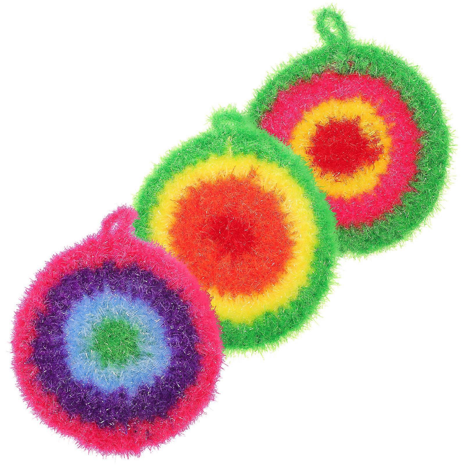 Dish Washing Towels 3Pcs Square Kitchen Decorative Cleaning Pad Assorted Color Scratch-Resistant For Daily Dishwashing