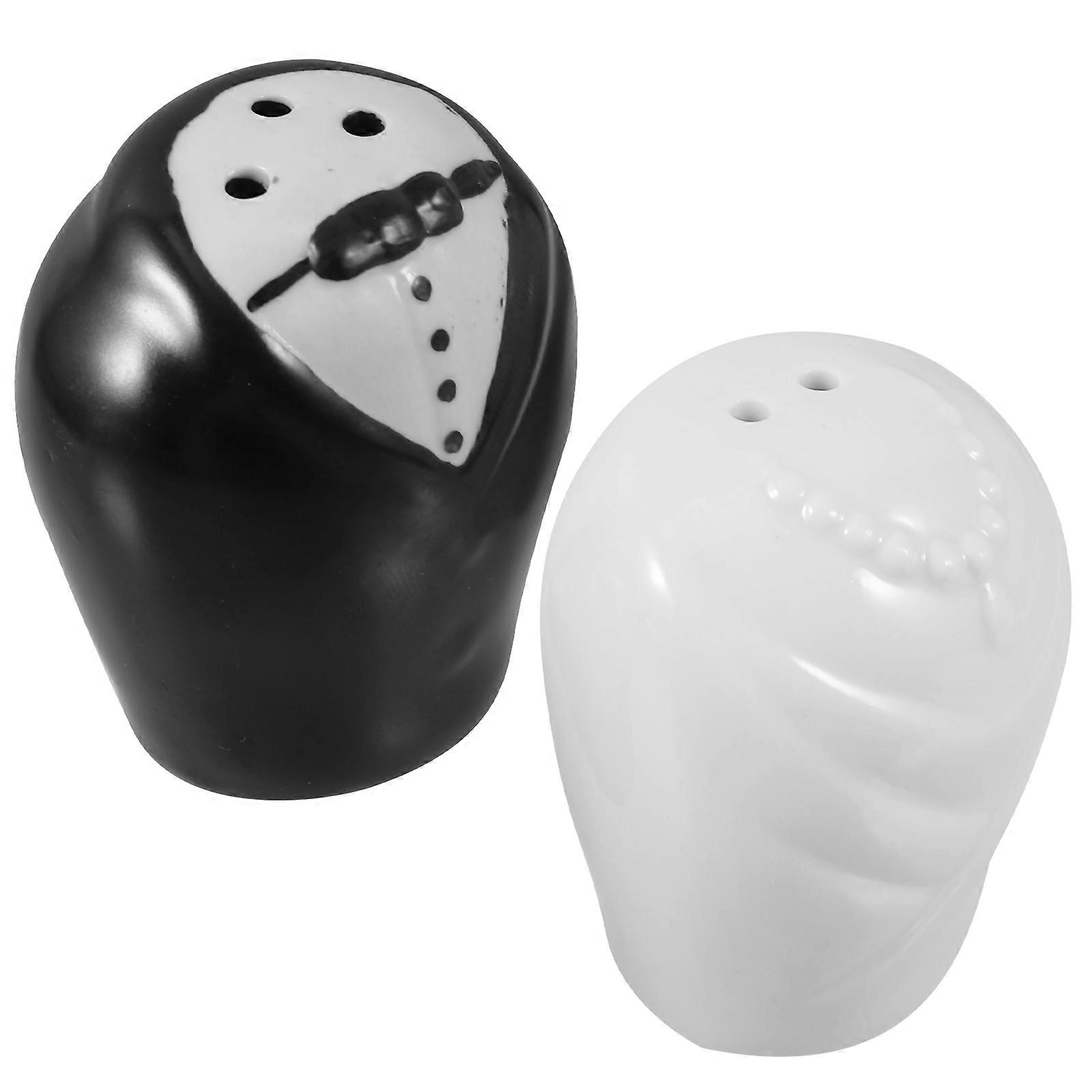 Ceramic Bride and Groom Seasoning Pot Pair – Charming Kitchen & Wedding Gift, Compact Design for Easy Storage