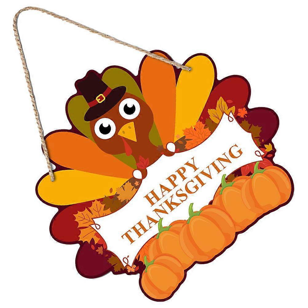 Wooden Thanksgiving Themed Hanging Sign for Home Decor with Hanging Rope Multi 1 Set