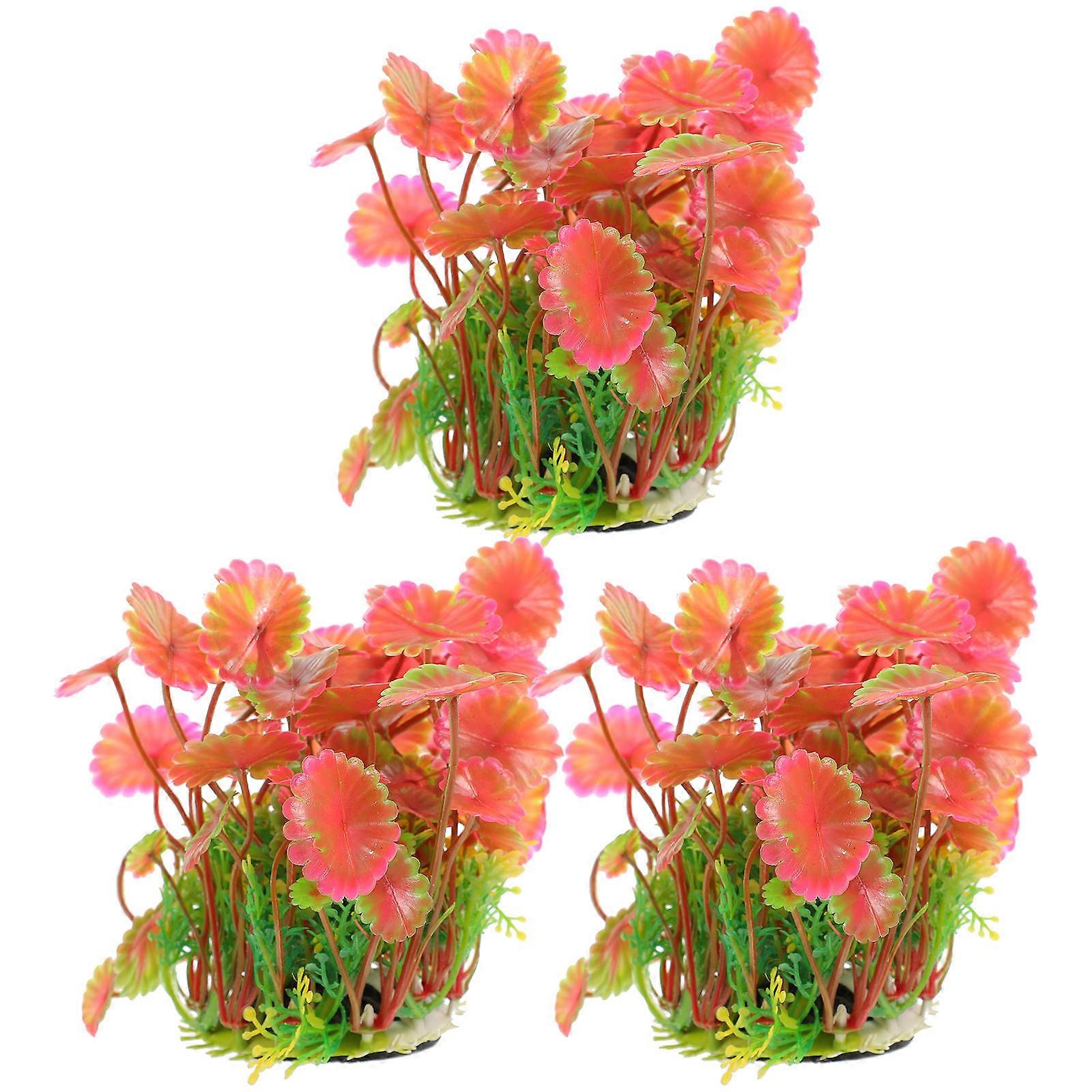 Artificial Aquarium Plant 3Pcs Non-deforming Decoration For Aquarium Landscaping Compact Red Plastic