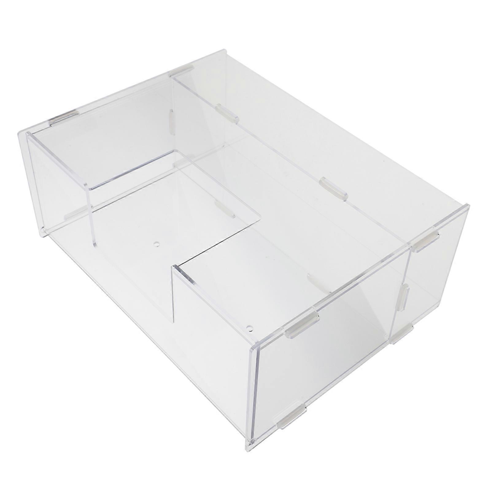 Transparent Acrylic Bunny Feeder with Large Capacity and Integrated Toilet for Daily Use Small Pets Storage Rack 10x6.5x8.3 inches
