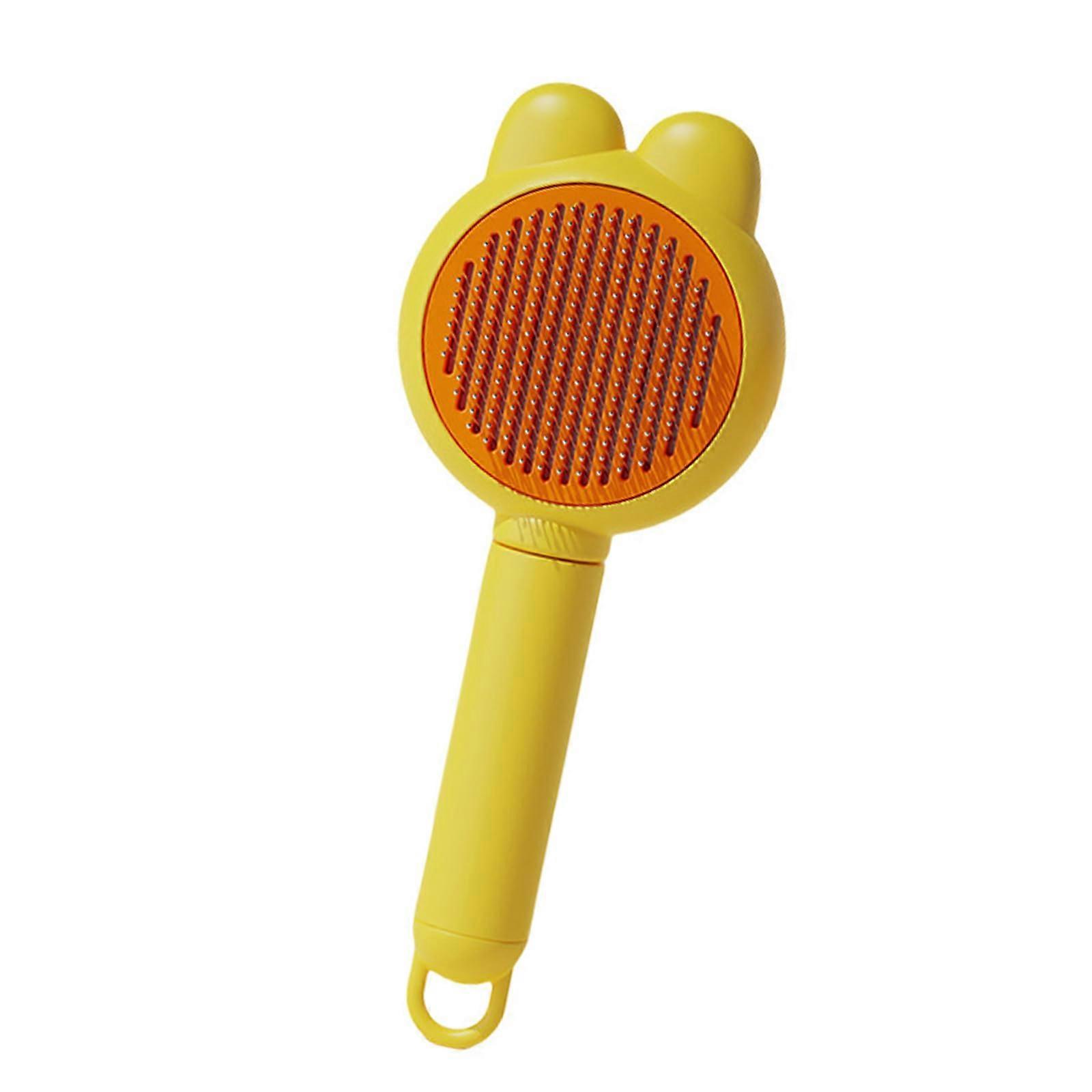 Pet Grooming Comb for Dogs and Cats, Gentle Detangling Deshedding Brush with Metal Teeth, Yellow, Durable and Effective