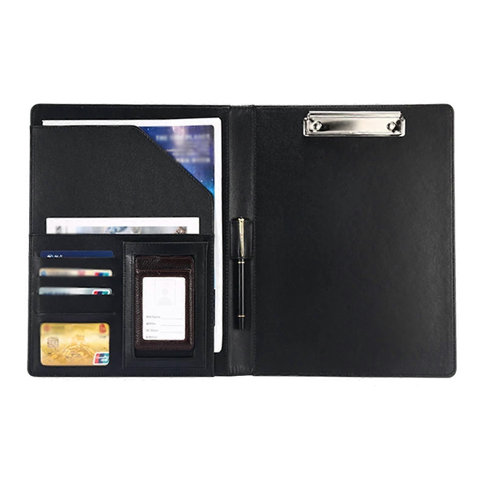 File Folder A4 and Letter Size Cover Folder with Metal Plate Clip 2 Packs (Black)
