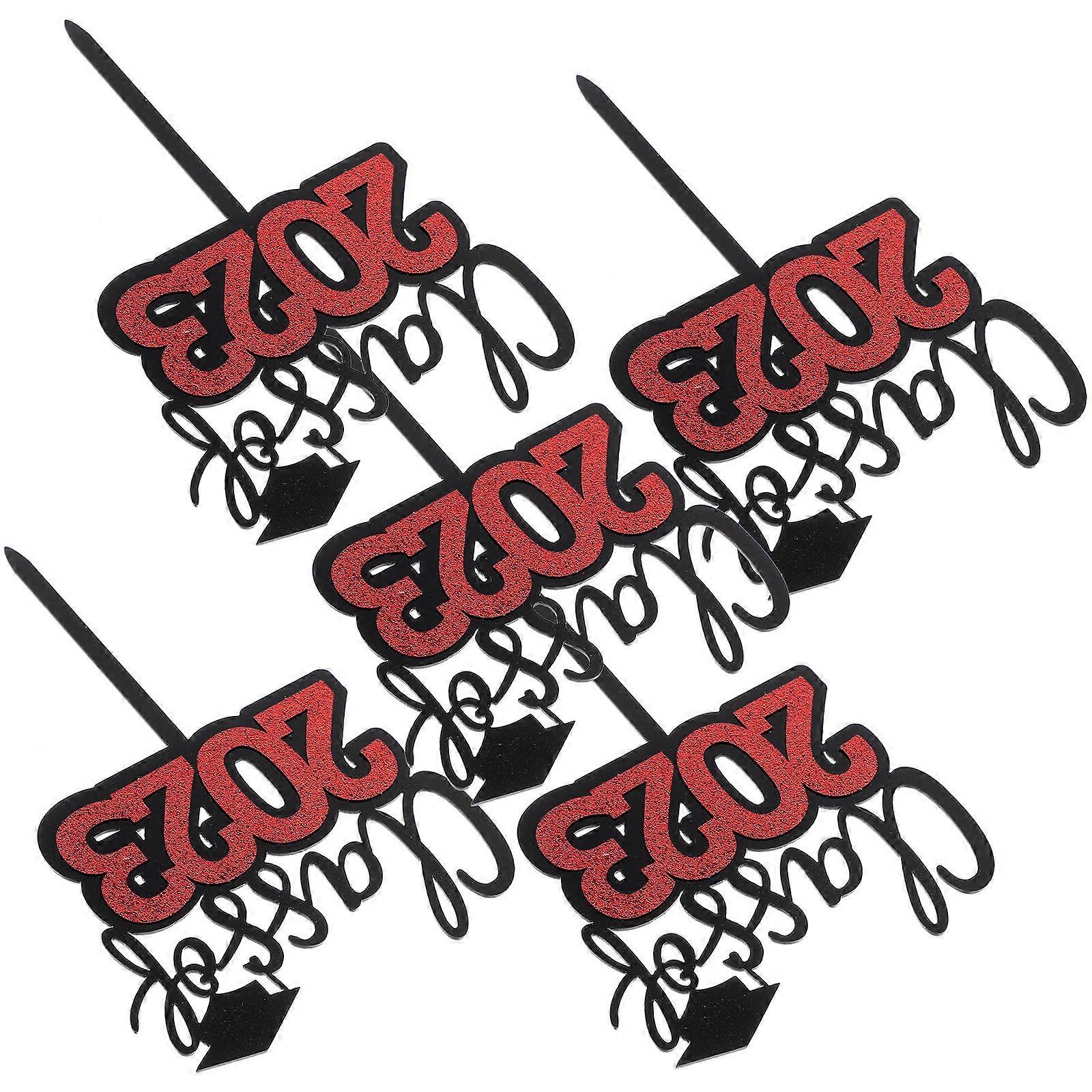 Congrats Grad Cupcake Toppers 2023 Acrylic Cake Decorations for Graduation Party Assorted Color