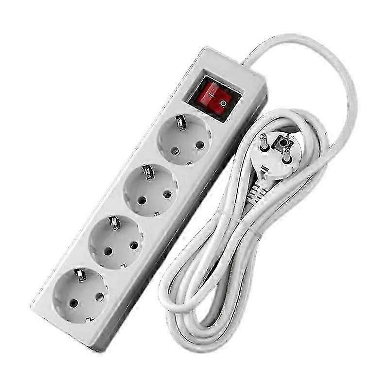 German-Style Power Strip with Surge Protection - 3/4/5 Sockets, Flat Adapter for Home