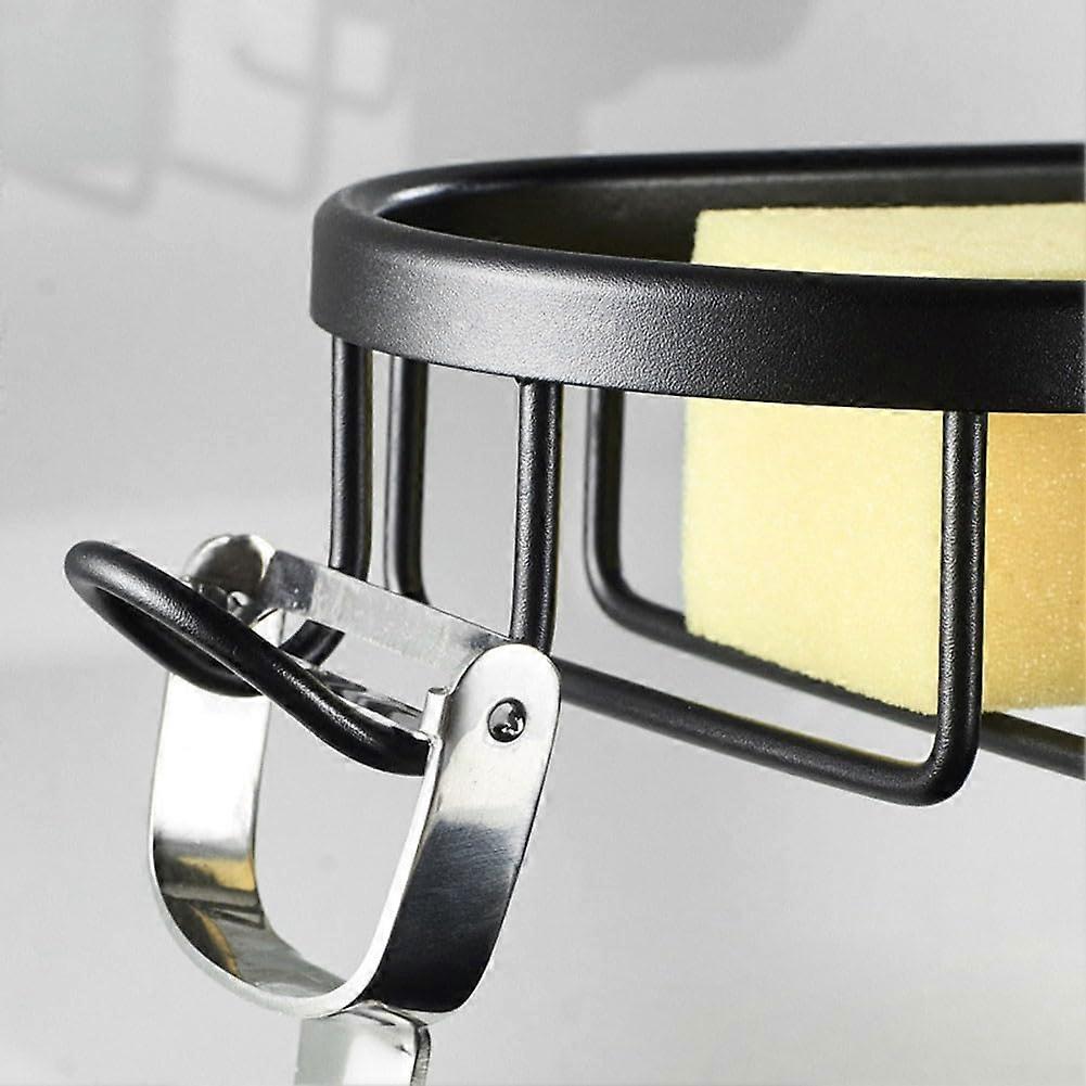 Adjustable faucet holder with invisible hook for easy sponge storage solutions (black)