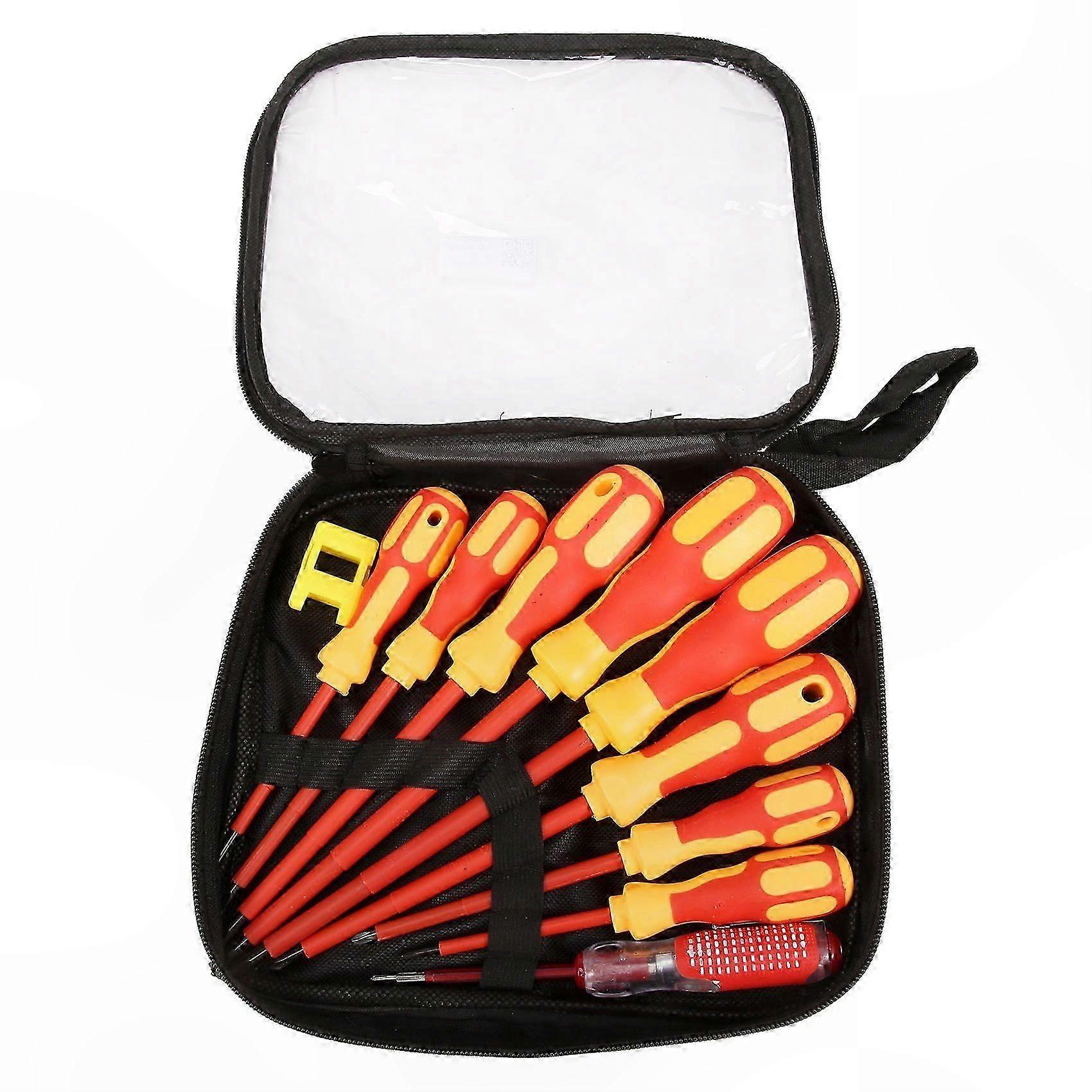 Insulated Screwdriver Set with Magnetic Tips and Test Pen for Electrical Work