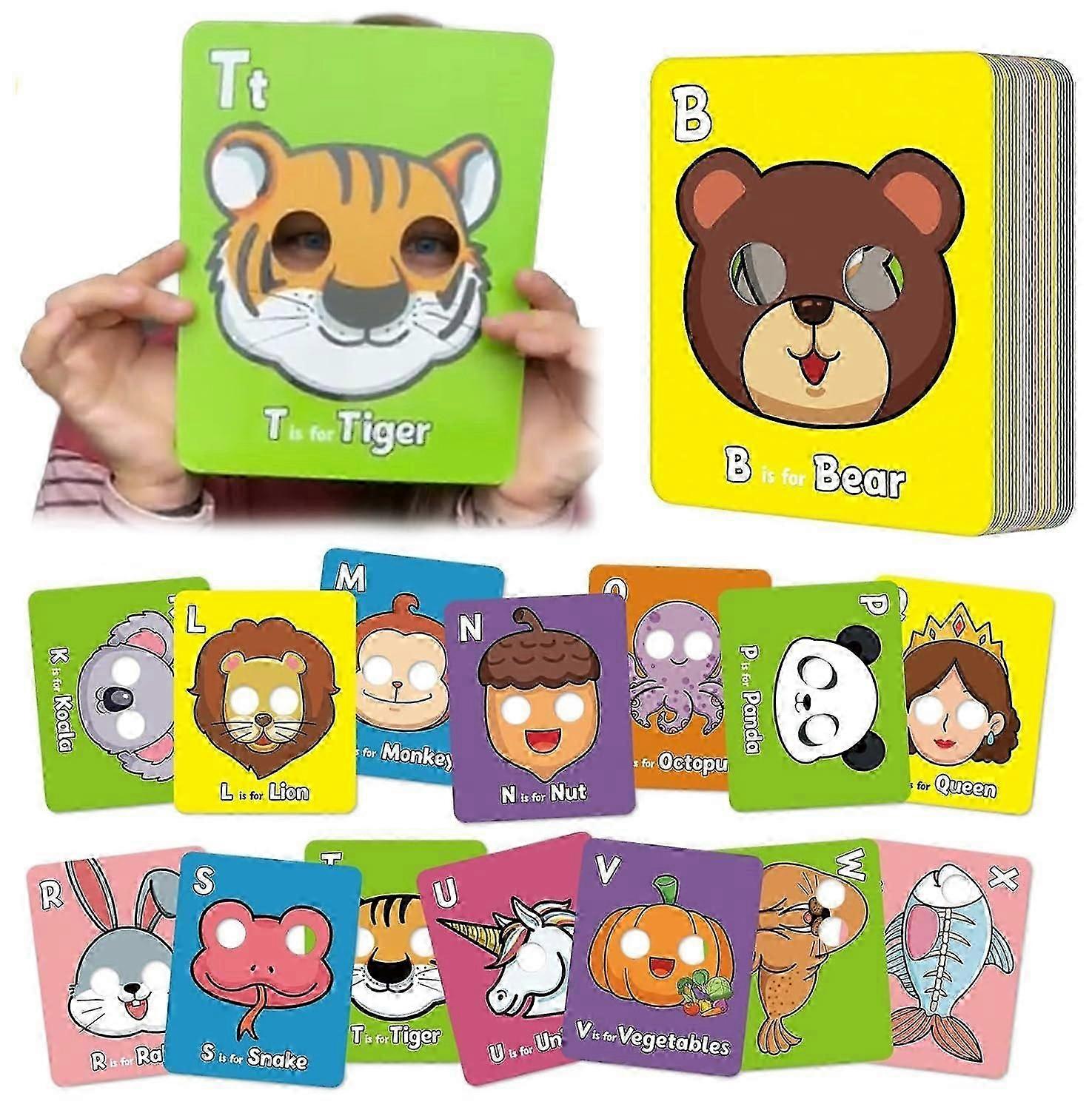 Giant Alphabet Flash Cards with Animal Masks - Interactive Learning Toy for Toddlers