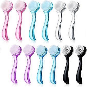 12 Pack Facial Cleansing Brush Soft Bristle Facial Brush Scrub Exfoliating Facial Brush with Handle, Face Washing Scrub Exfoliating Brush