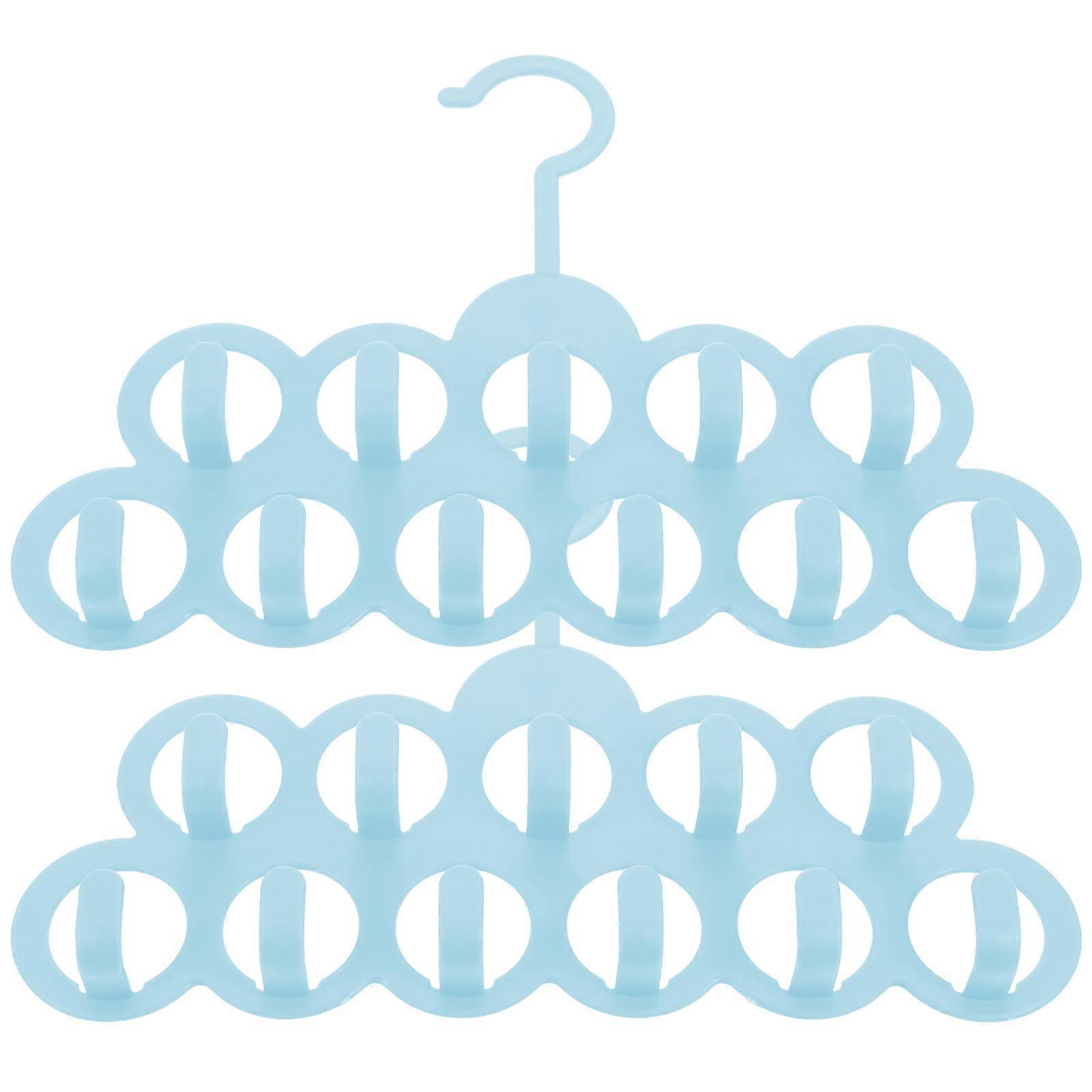 Multi-Hook Clothes Hanger Storage Bedroom Bathroom Kitchen Pp Sky-Blue for Neat Organization 2Pack
