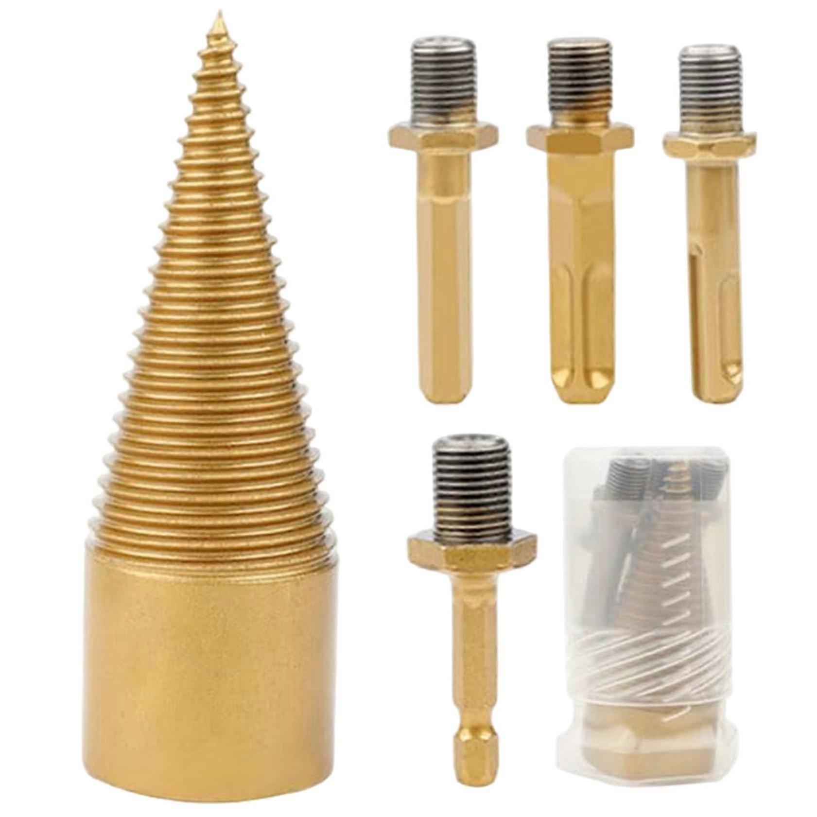 Wood Splitter Drill Bit with 4 Handles,  Hardness Wear Resistance Nonslip Log Splitter Drill Bit for Wood Splitting Machine, Tree Stump