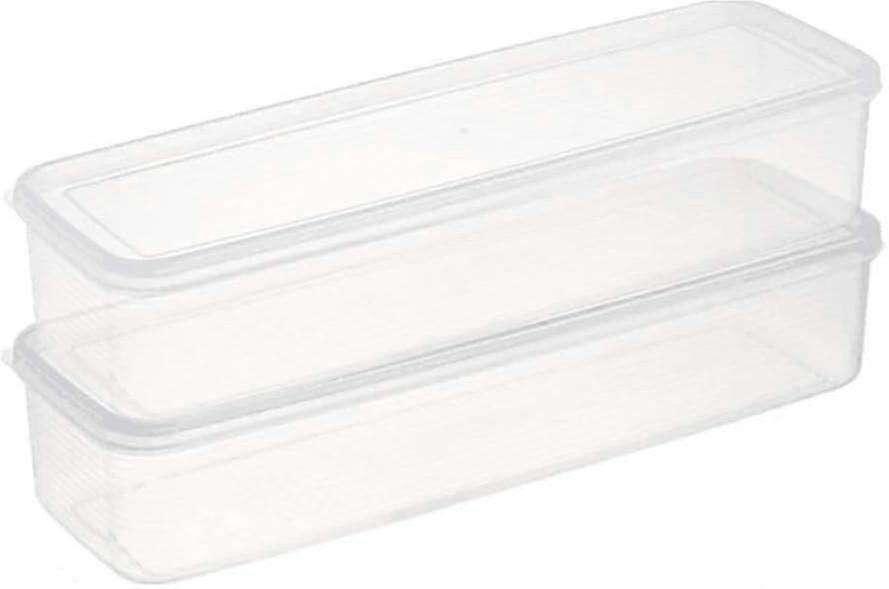 2-Pack Clear Plastic Rectangular Pasta Storage Containers for Spaghetti & Noodles, Airtight Kitchen Organizers