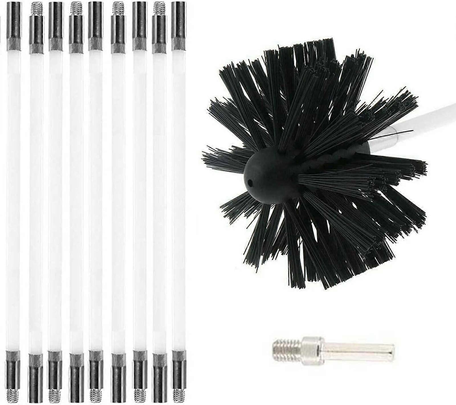 Rotary Chimney Cleaning Kit Driven By Drill, 9 Flexible Rods