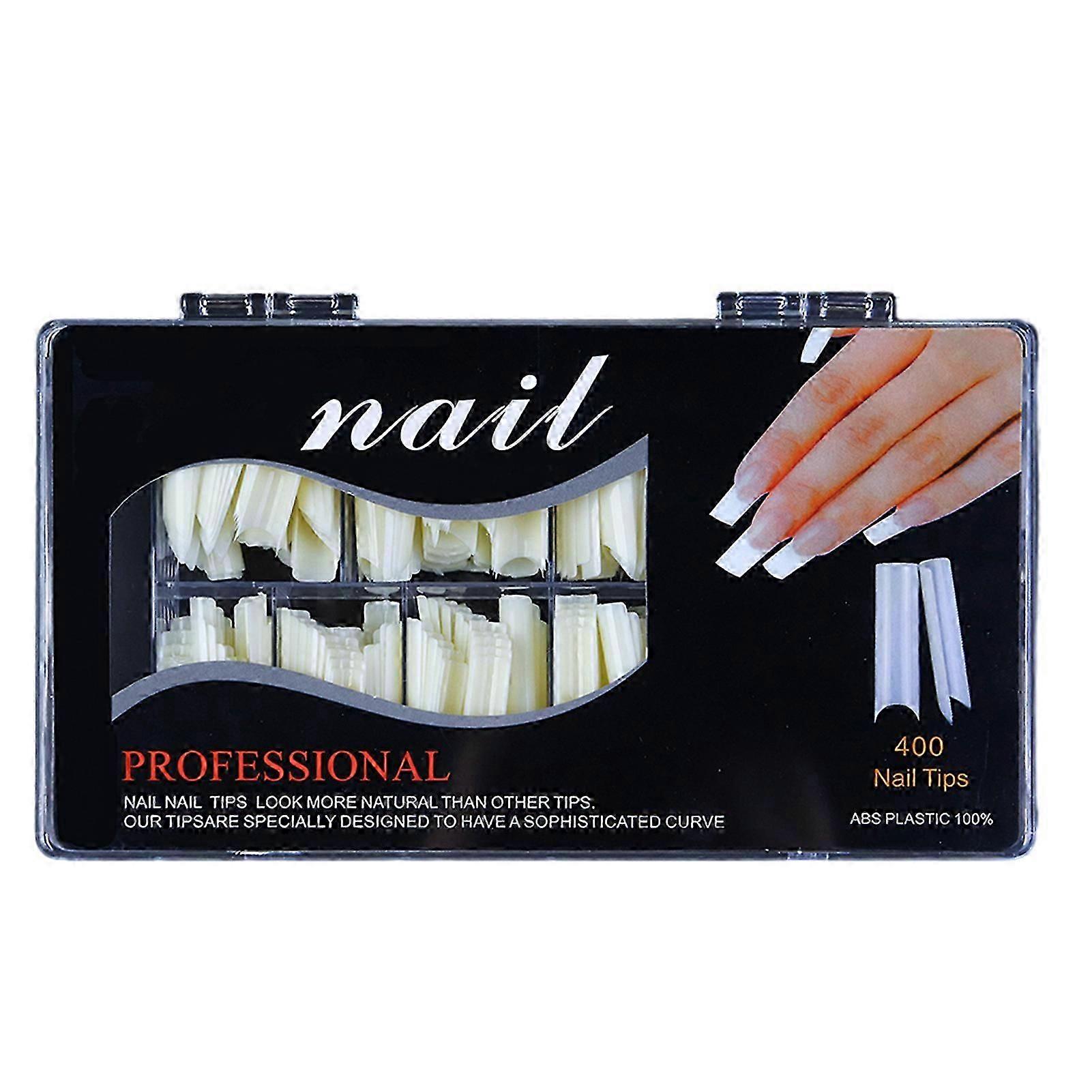 Long French Fake Nails with Soft Tips, Simple Full-Length Manicure Patches
