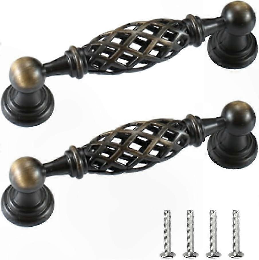 Antique Cabinet Handles Set of 2 Drawer Pulls 96mm Hole Spacing Vintage Door Knobs