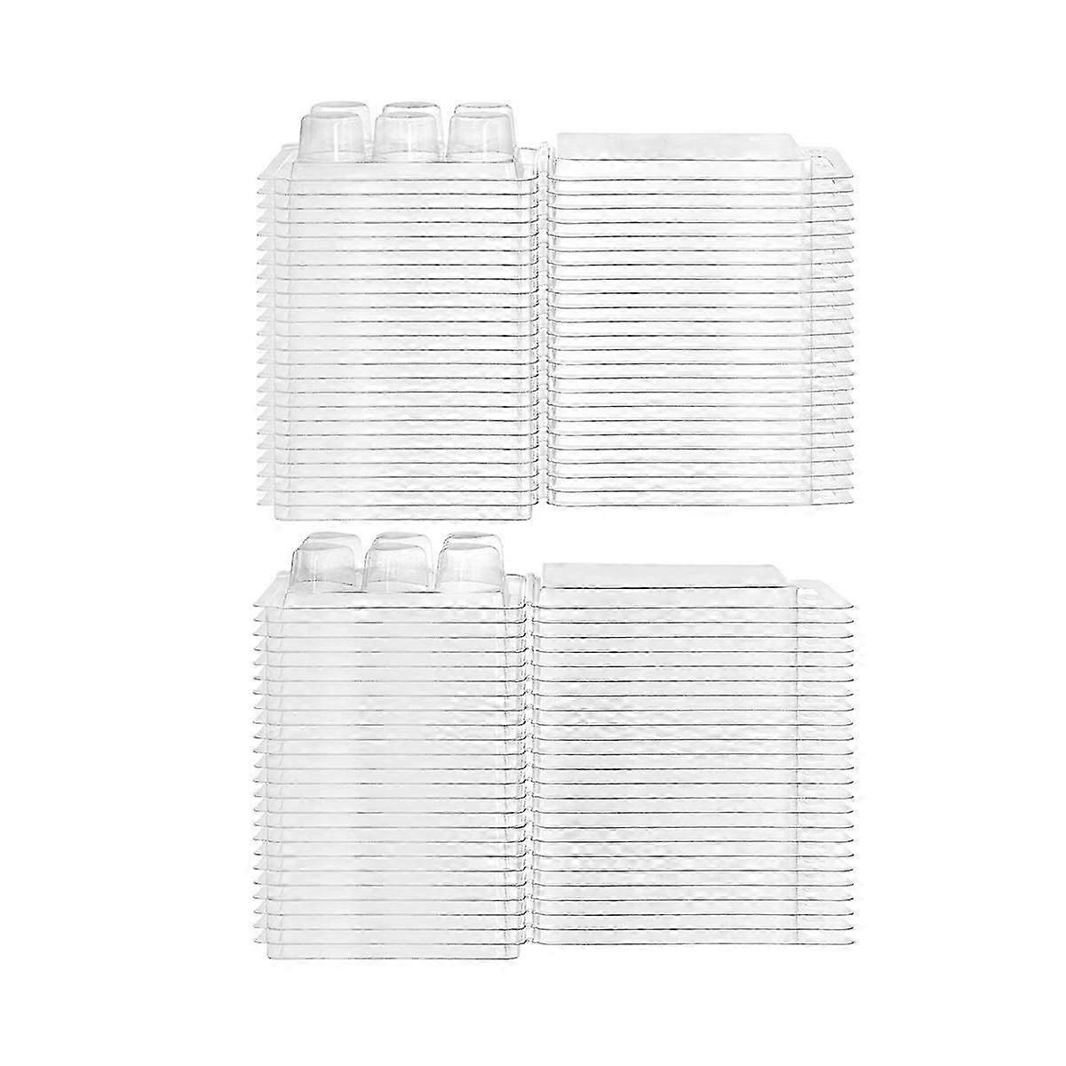 100 Pack Wax Melt Clamshell Mold, 6-Cavity Clear Empty Plastic Wax Melt Container for DIY Wax Melt , Heart and Round