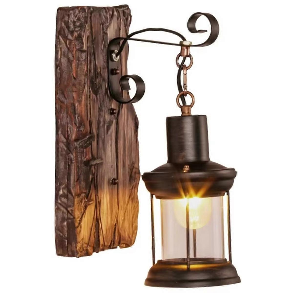 Archaize Industrial Wood Wall Sconce Light Rustic Wall Lamp Decorate
