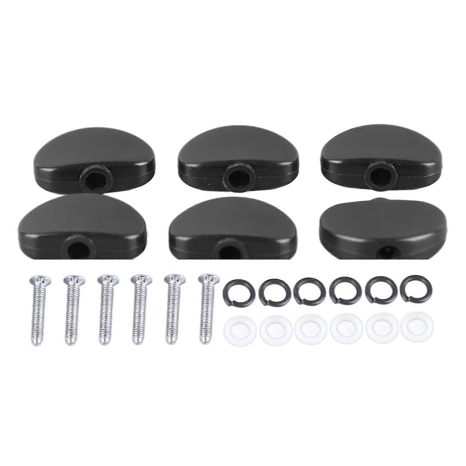 6 Pcs Guitare Machine Tête Bouton Demi Rond En Plastique Confortable Poignée Universelle Tuning Peg Remplacement Pointe Noir