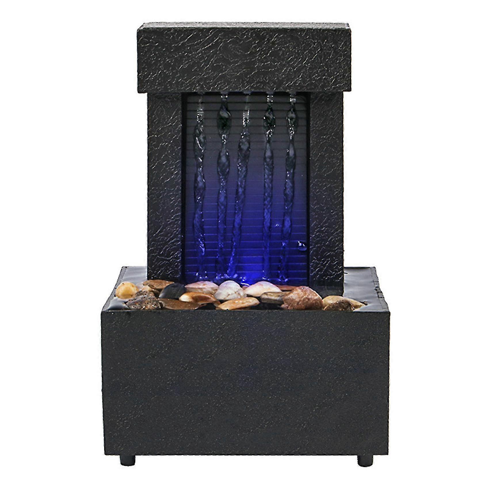 Desktop fountain, black, LED illuminated circulating water to relieve stress