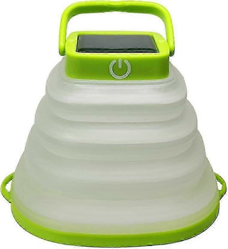 Foldable LED Solar Lantern with 3 Dimming Modes, USB Rechargeable for Camping, Hiking, and Emergency Use in Green, UK-Friendly