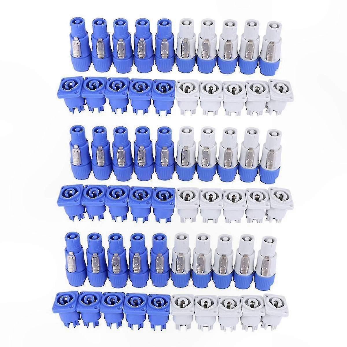 30-Pack Powercon Type A Chassis Plug and Panel Adapter Set