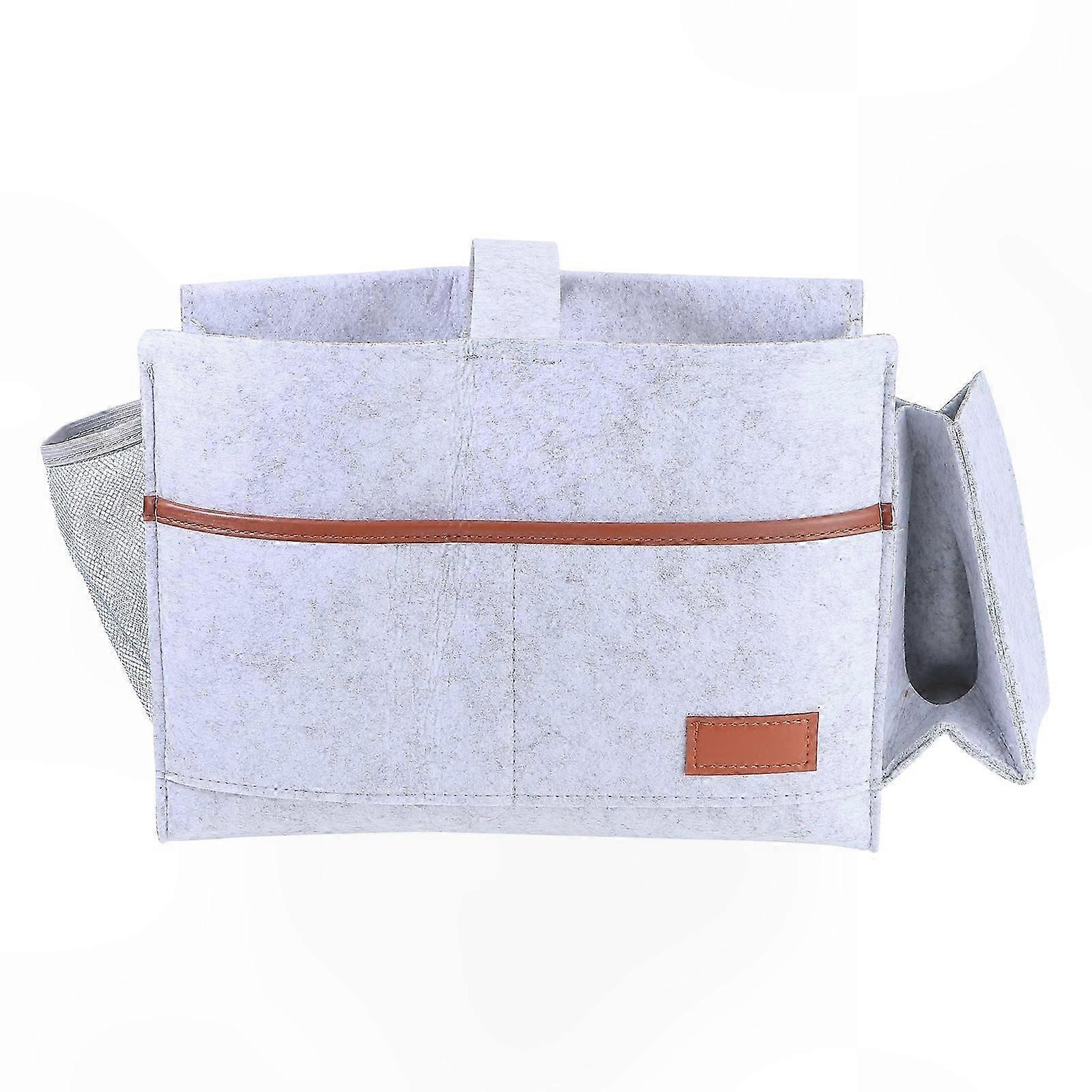 Bedside Storage Shelf with Gray Frame for Remote & Phone Organization