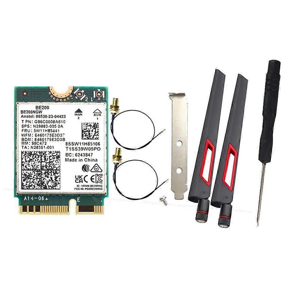 WIFI 7 BE200 BE200NGW WiFi-kortti + 2PC 10DB antenni BT 5.4 802.11AX Tri-Band M.2 NGFF langaton verkko
