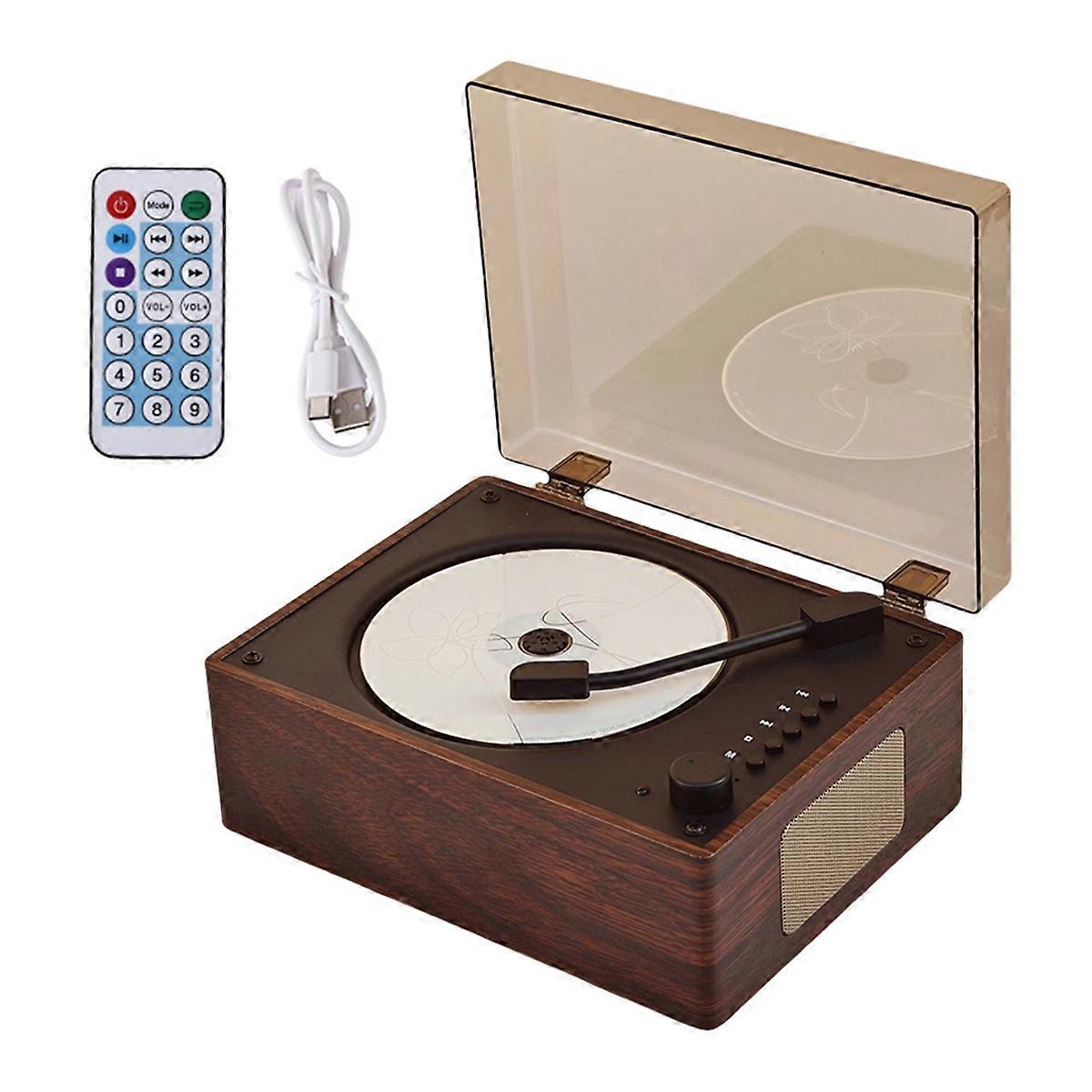 Bluetooth Speaker CD Player Compatible with Bluetooth 5.1 Album Player Tray-Loaded CD Player Walnut