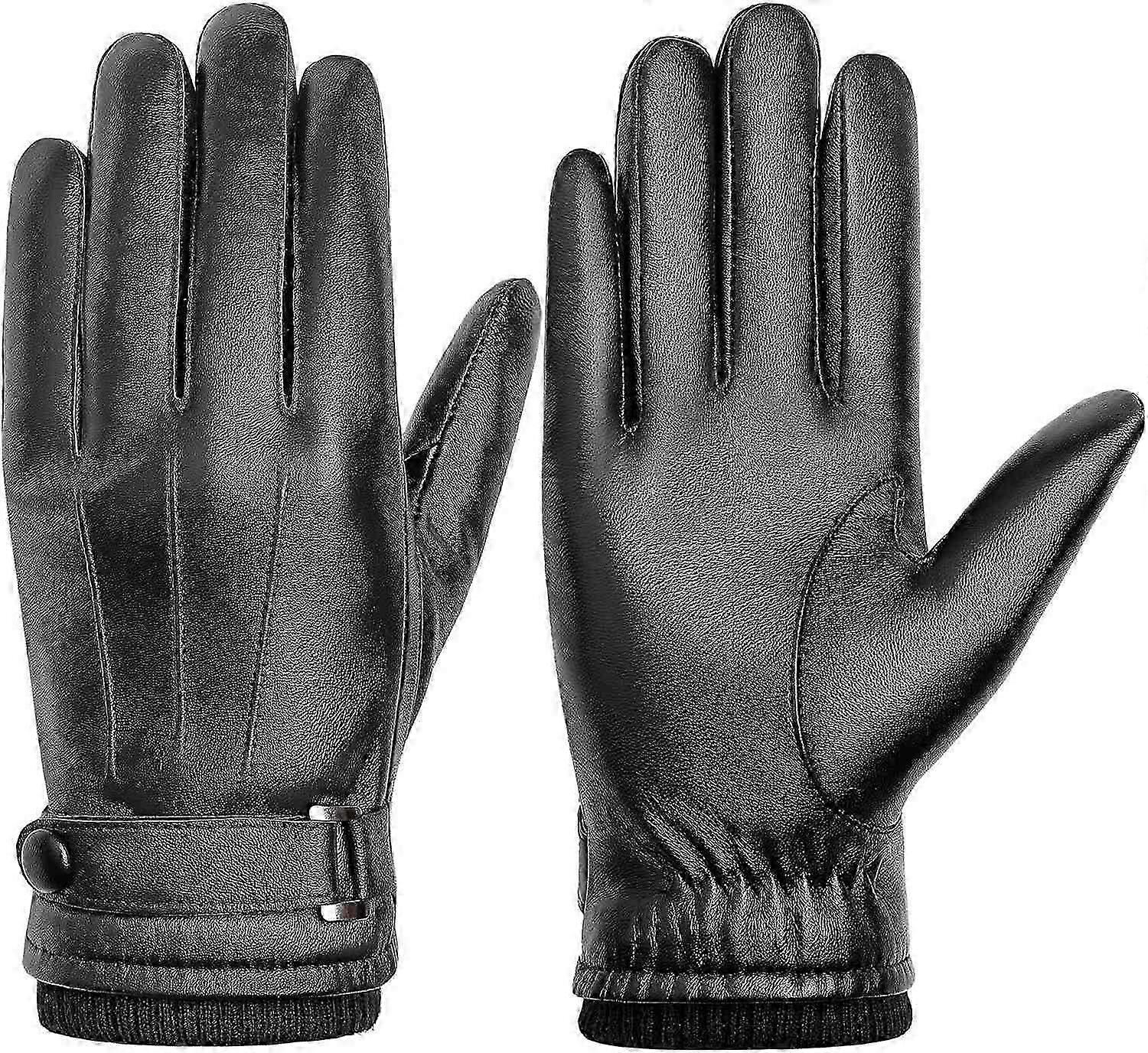Winter Genuine Sheepskin Leather Gloves for Men, Touchscreen Texting Warm Cashmere Lined Gloves for Driving