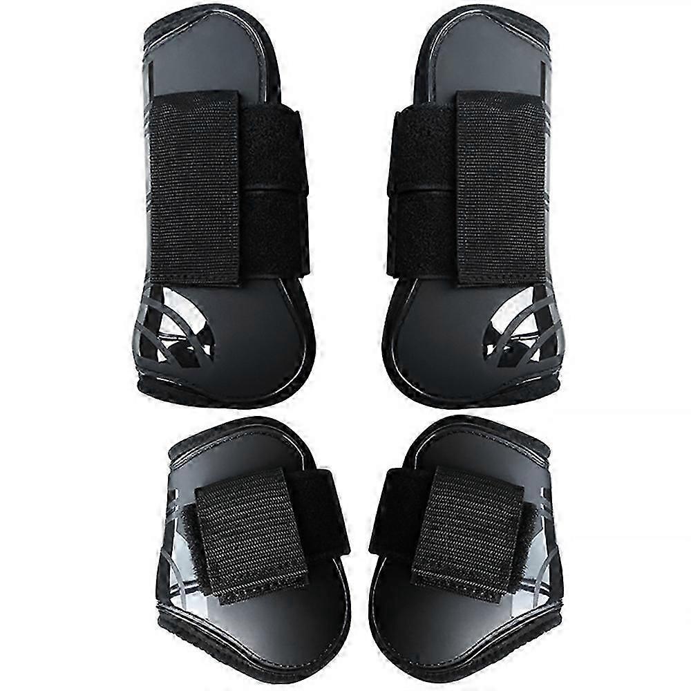 4Pcs Set Equestrian Show Jumping Horse Leg Boots PU Padded Thick Neoprene Lining Shock Absorption Le