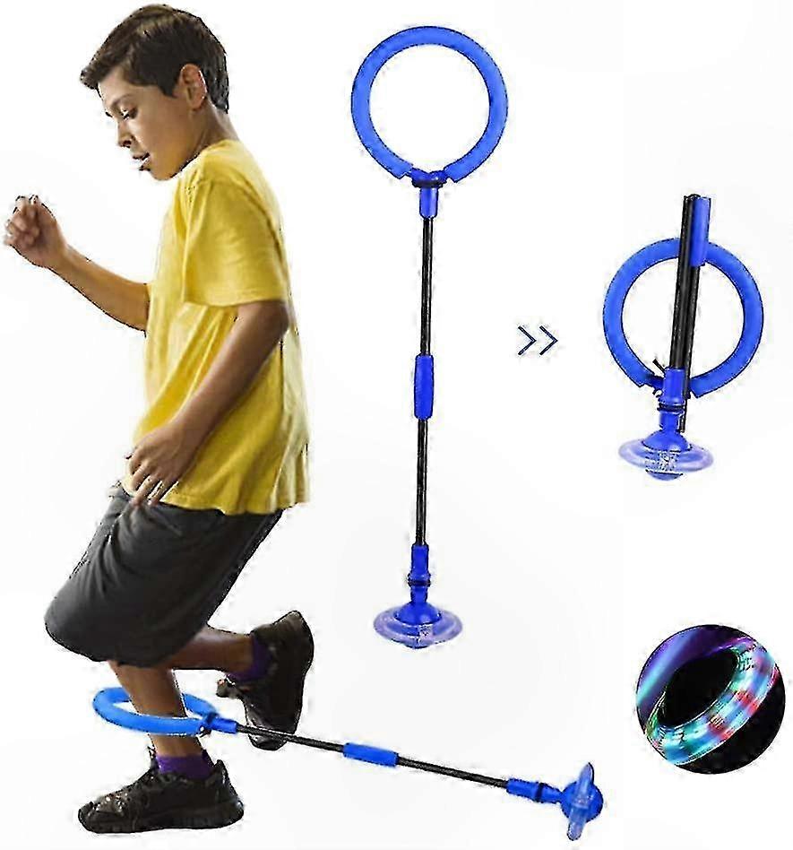 Foldable Ankle Skipping Ball with Backpack, Colorful LED Flashing Skip Toy for Kids & Adults