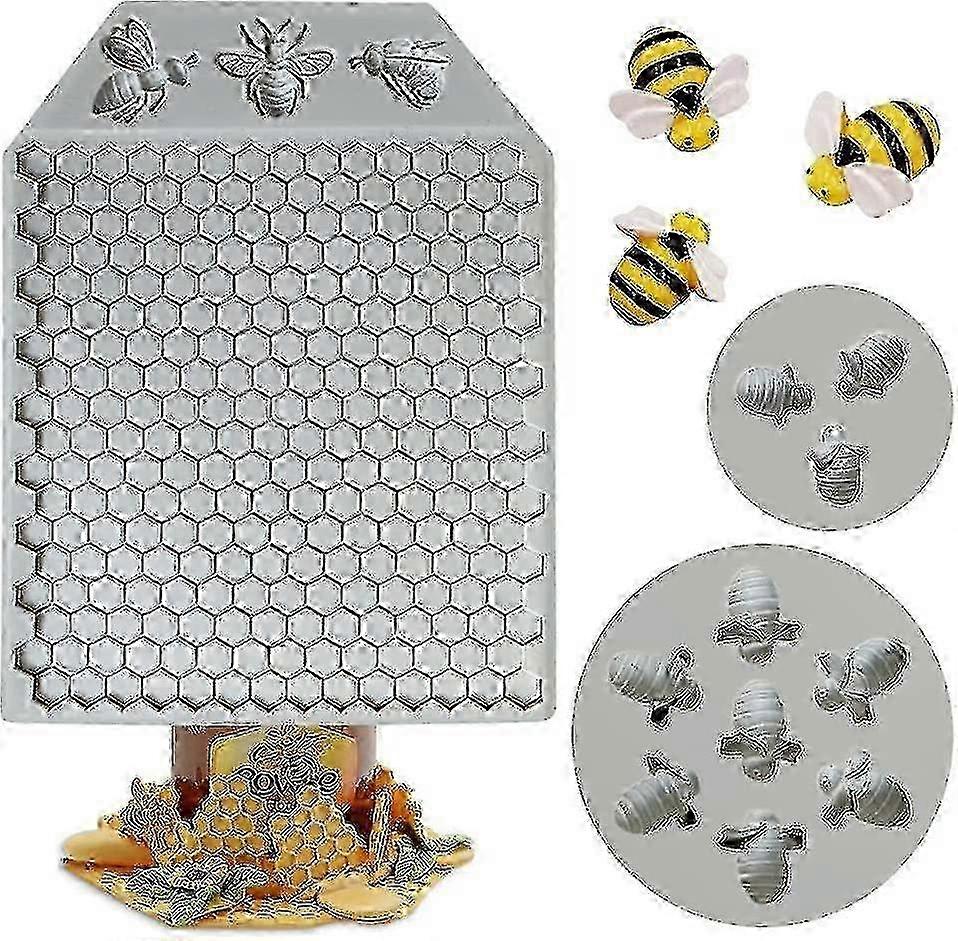 3pcs Bumble Bee Silicone Cake Decorating Molds for Honeycomb Pattern
