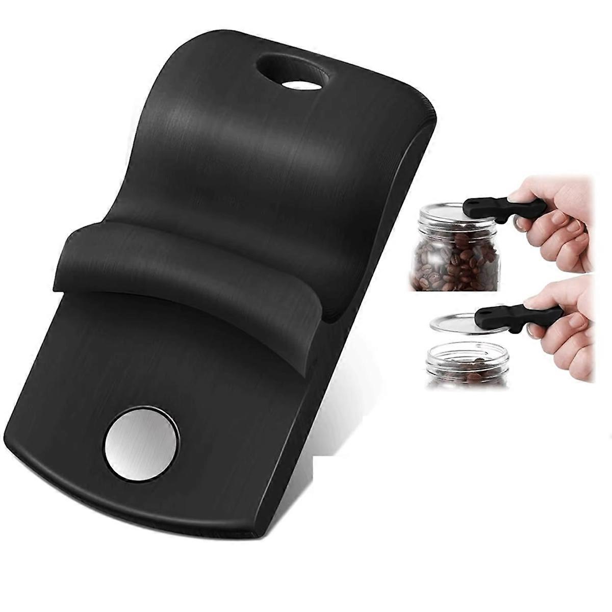 Ergonomic Handheld JarOpener - Instant Vacuum Seal Release, Fits All Magnetic Lids (Black) - Must-Have Kitchen Gadget